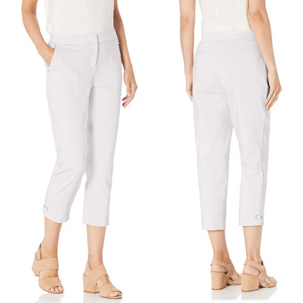 Rafaella White Satin Twill Stretch Curvy Cropped Capri Pants 16 NWT Fuller Fit